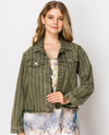 ORIGAMI OLS-4768 DENIM JACKET WITH RHINESTONES OLIVE