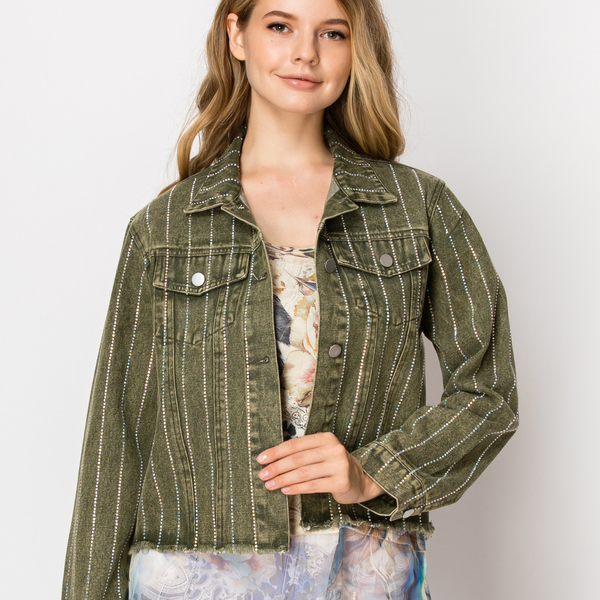 ORIGAMI OLS-4768 DENIM JACKET WITH RHINESTONES