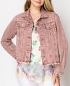 ORIGAMI OLS-4768 DENIM JACKET WITH RHINESTONES RASPBERRY