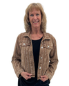 ORIGAMI OLS-4768 DENIM JACKET WITH RHINESTONES brown 