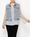 ORIGAMI OLS-4777 DENIM JACKET W MESH STONE SLEEVES DENIM