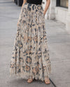 ORIGAMI OLS-4794 LAYERED FRINGE TIERED SKIRT LEOPARD