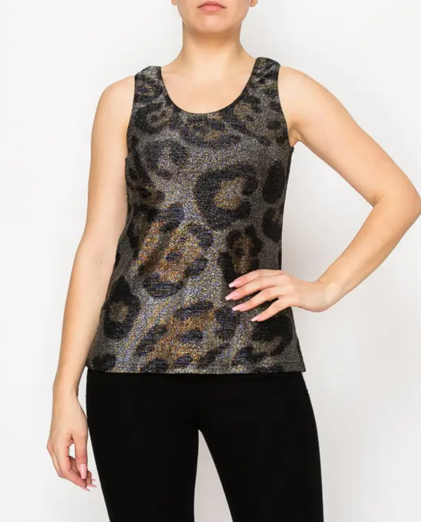 ORIGAMI OLS-4844 SUBTLY SPARKLY PRINT TANK TOP LEO