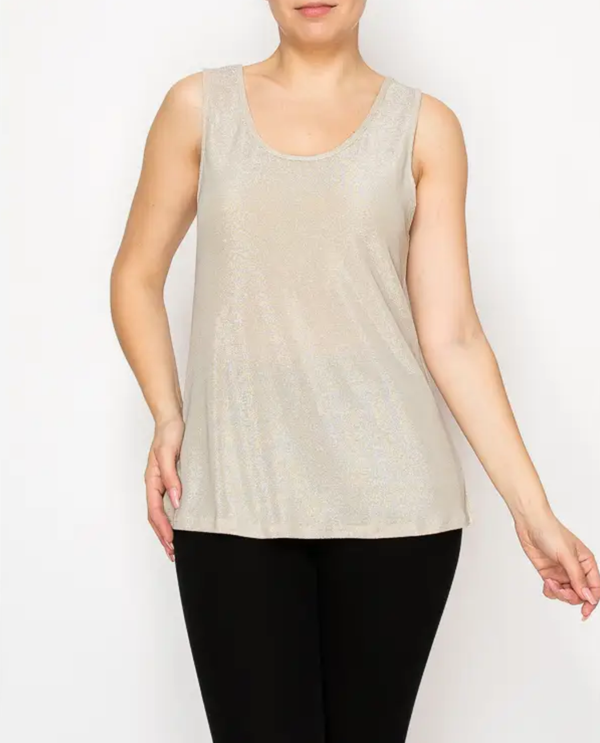 ORIGAMI OLS-4844 SUBTLY SPARKLY SOLID TANK TOP BEIGE