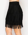 ORIGAMI OLS-4845 SHORT FRINGE SKIRT BLACK