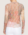 ORIGAMI OLS-4847BG LONG SLEEVE MESH TOP WITH SPARKLE PATCH FLORAL