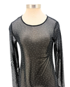 ORIGAMI OLS-4847 LONG SLEEVE SOLID MESH TOP WITH SPARKLES BLACK