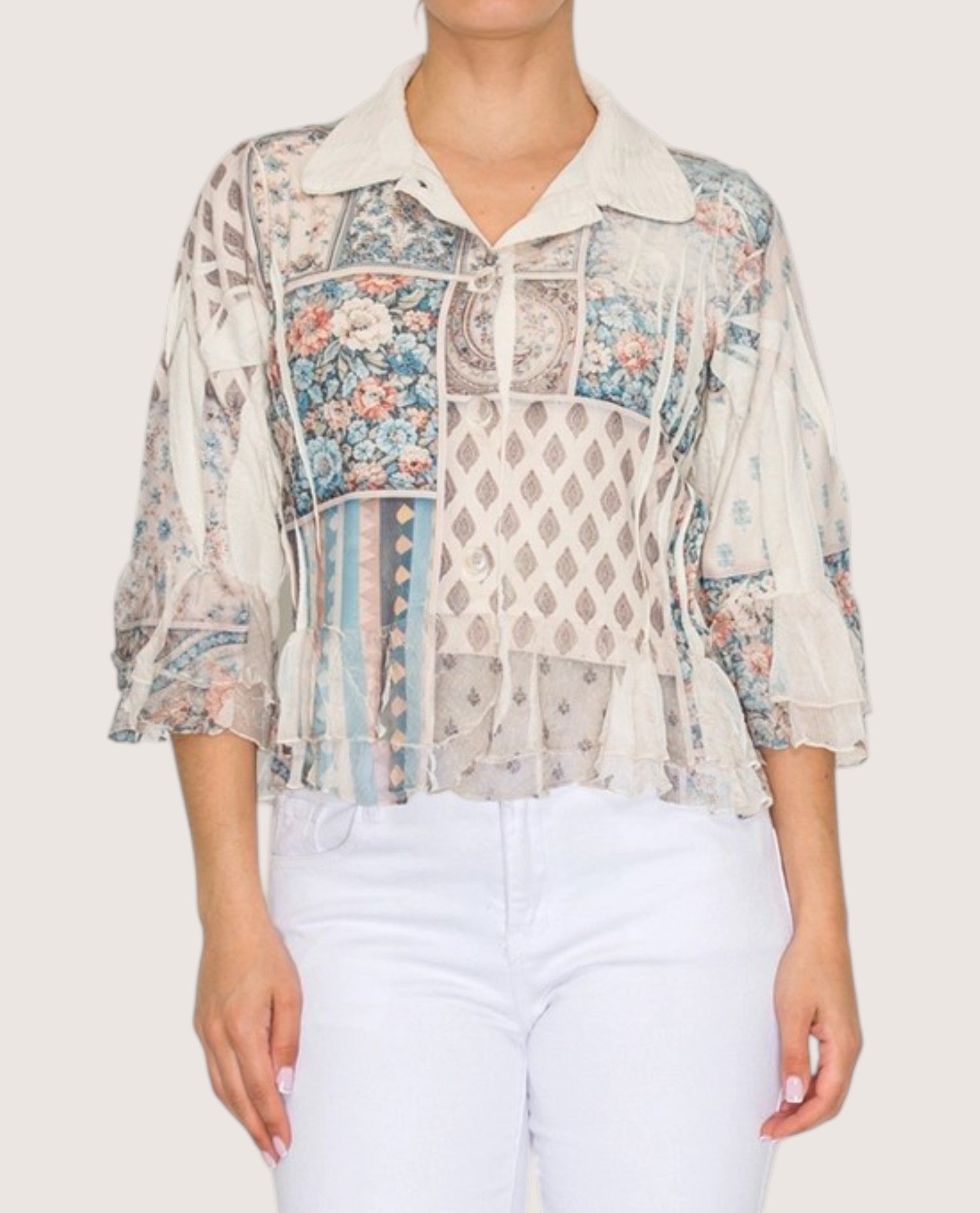 ORIGAMI OLS-4870 CROPPED JACKET W/ RUFFLES