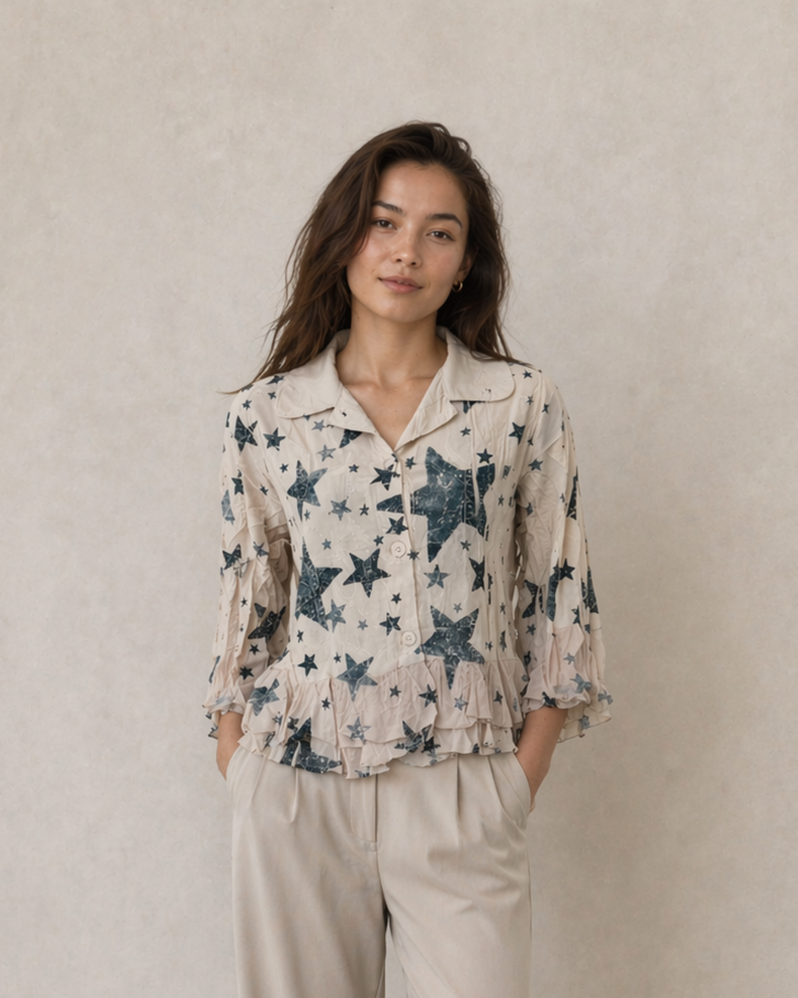 ORIGAMI OLS-4870 CROPPED JACKET W/ RUFFLES