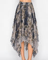 ORIGAMI OLS-4904 TIERED ALL LACE SKIRT NAVY MULTI