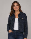 ORIGAMI OLS-4980 CROPPED SHACKET WITH SPARKLE NAVY