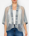 ORIGAMI OLS-4987 SPARKLY MESH DENIM CARDIGAN DENIM