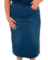 P4B DENIM COLUMN SKIRT WITH RIVITS