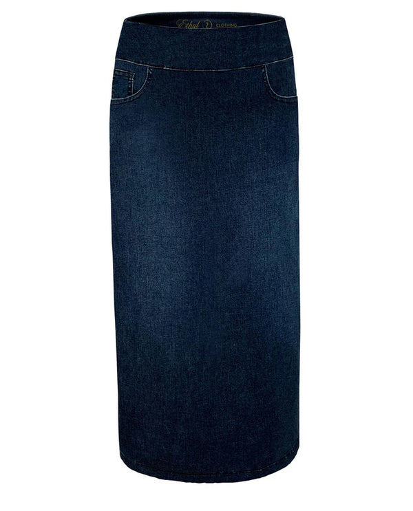 ETHYL P8MWRN LONG DENIM COLUMN SKIRT