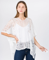 PA-1C75 SOLID LACE PONCHO WHITE