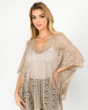 PA-1C75 SOLID LACE PONCHO TAN