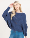 PA-4271 SOLID ONE SIZE CROCHET SCALLOPED PONCHO BLUE