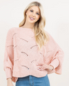 PA-4271 SOLID ONE SIZE CROCHET SCALLOPED PONCHO BLUSH