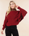 PA-4271 SOLID ONE SIZE CROCHET SCALLOPED PONCHO BURGUNDY