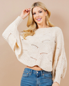 PA-4271 SOLID ONE SIZE CROCHET SCALLOPED PONCHO IVORY