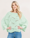 PA-4271 SOLID ONE SIZE CROCHET SCALLOPED PONCHO MINT