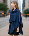 PA112 SOLID SILVER METALLIC PASHMINA NAVY