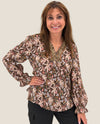 PAPARAZZI 4528 EMBROIDERED PRINT TOP brown floral