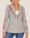 PAPARAZZI 58923 PLAID BLAZER WITH EMBROIDERY BROWN