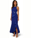 PAPELL STUDIO AD5E211800 BEADED CREPE HALTER DRESS ROYAL SAPPHIRE