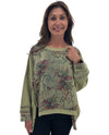 PAPERLACE O/S FLOWER PRINT FLEECE TOP PL-G207T