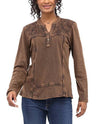 PARSLEY & SAGE 26F569C PIA EMBROIDERED TOP gold