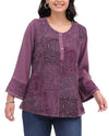 PARSLEY & SAGE 26F590C BLAZE 3/4 SLEEVE TOP plum