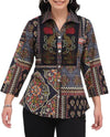 PARSLEY & SAGE 26W215G OLGA PRINT BUTTON SHIRT black