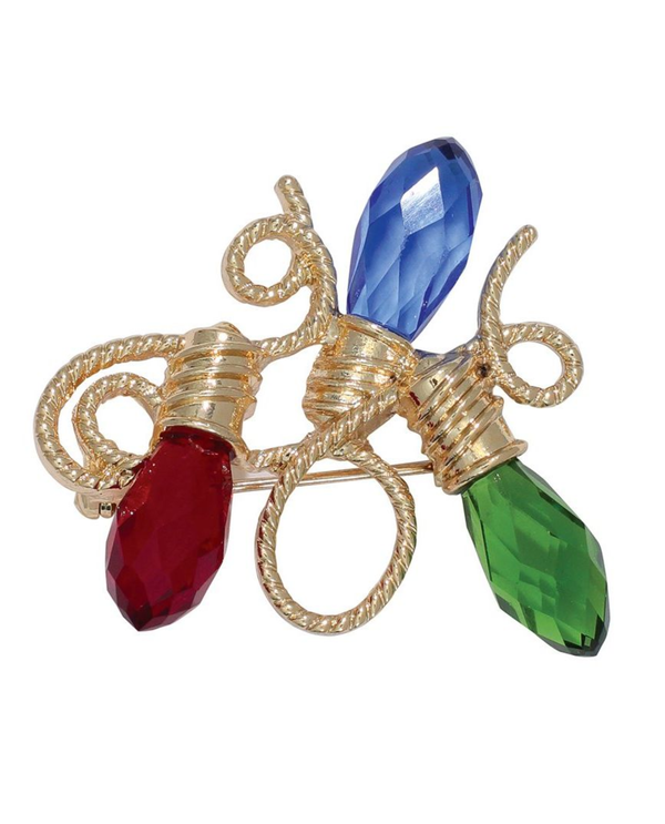 PERIWINKLE GOLD STRING LIGHTS W CRYSTALS BROOCH 8240157