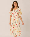 PINCH 5680DC FLORAL PLEAT MIDI DRESS cream