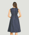 PINCH 6903D SMOCKING DETAILED MIDI DRESS NAVY