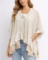 POL SMQB10 LACE RUFFLE CARDIGAN TOP NATURAL