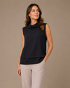 PURE ESSENCE 599-4812 SLEEVELESS COWL TOP NAVY
