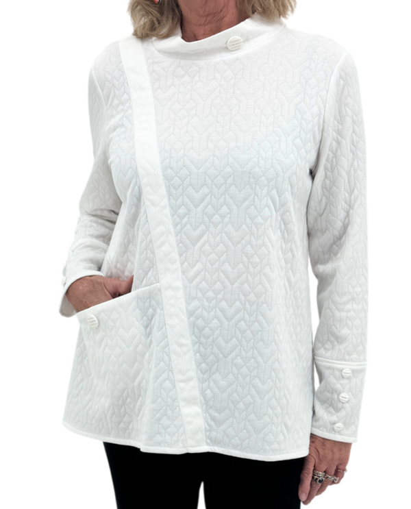 PURE ESSENCE 615-8002 TEXTURED TUNIC WHITE