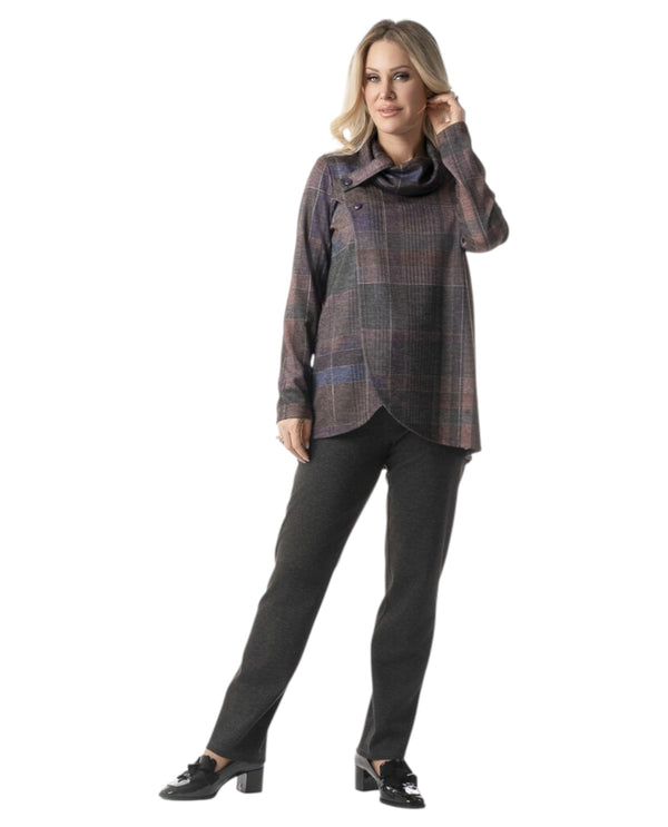 PURE ESSENCE 626-4612 SIDE BTTN COWL NECK TOP