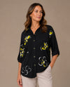 PURE ESSENCE 670-4988 CITRUS BUTTON UP BLACK
