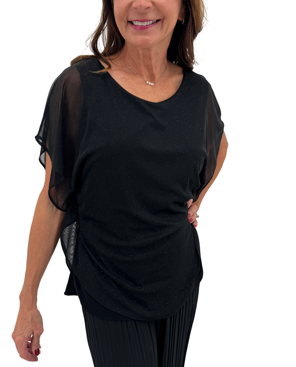 LAST TANGO MS1895 SPARKLE CAPELET TOP W/OVERLAY