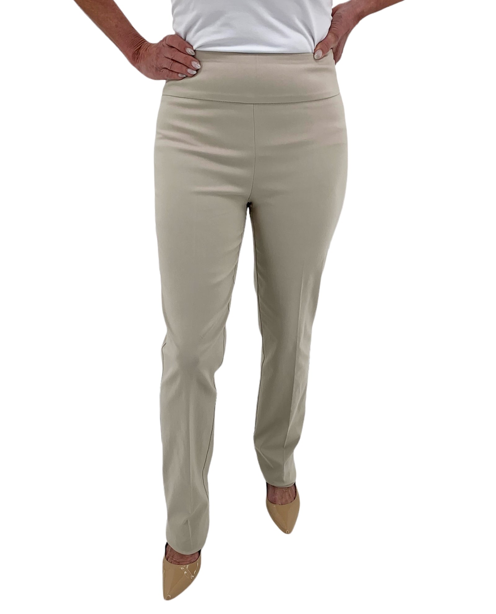 Fashion plus size pull on khaki pants