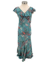 LOLA P E1S82 PRINTED CAP SLEEVE MAXI DRESS BLUE