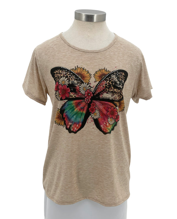 SUNSHIRT SERAPE BUTTERFLY USA MADE T-SHIRT oat