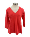 PURE ESSENCE 112-4957 BAMBOO FRENCH TERRY V-NECK CORAL