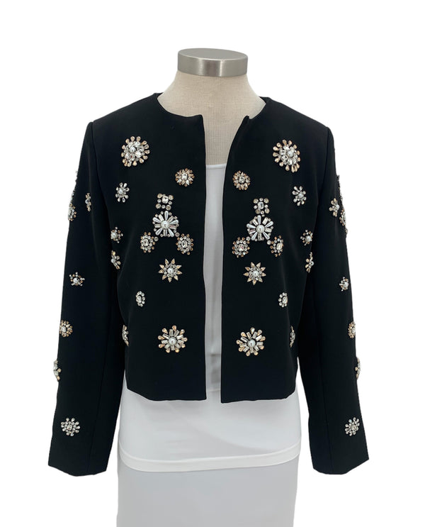 AZI LINED BOLERO JACKET Z12840 WITH STONES & PEARLS black