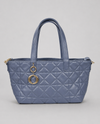 QUILTED DESIGNER INSPIRED TOTE BAG 5147 blue