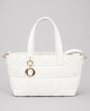 QUILTED DESIGNER INSPIRED TOTE BAG 5147 white
