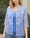 RABBIT RABBIT R1JD5703CR26 CROCHET SHRUG JACKET periwinkle